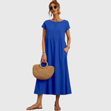 Fenella | Comfortable Midi Dress – Blue | The Bellemont Sisters Australia