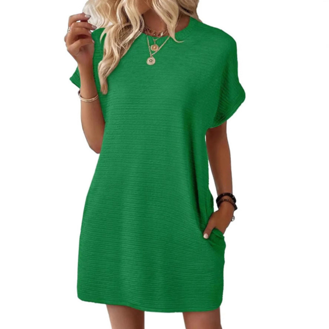 EVASHA™ – Casual Minimalist Round Neck Summer Dress – Green | The Bellemont Sisters Australia