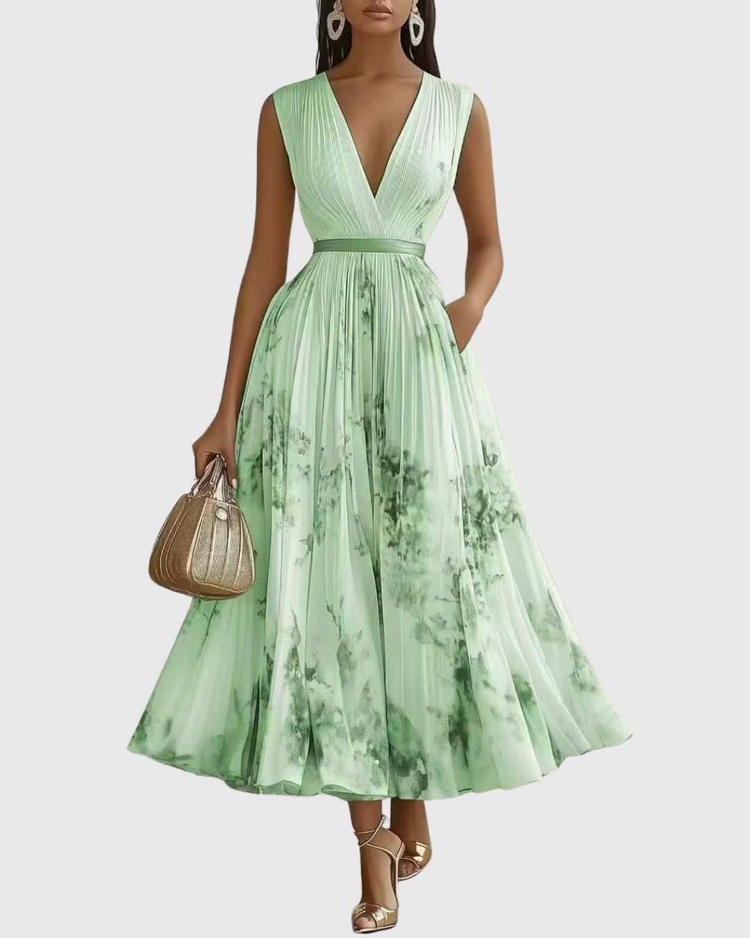 Rowella | Elegant Pleated Maxi Dress – Green | The Bellemont Sisters Australia