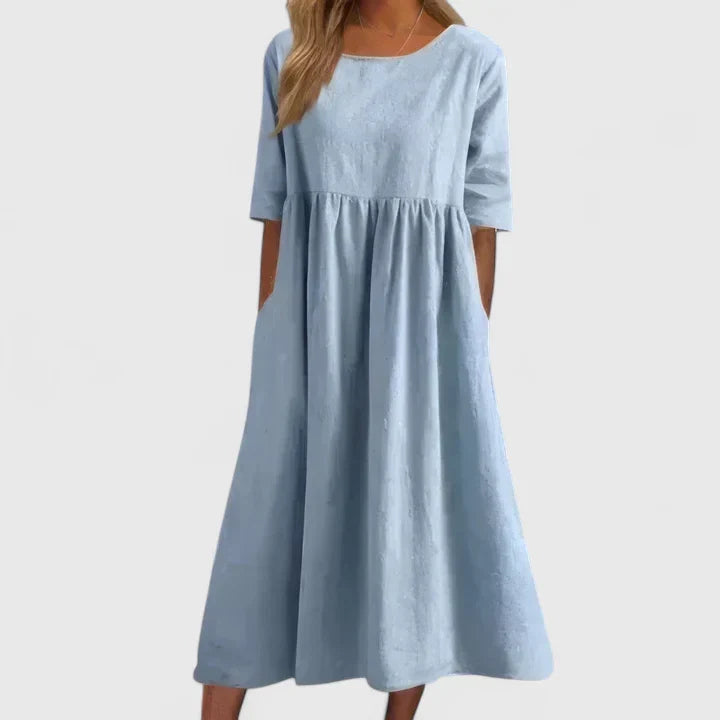 Thalyvia | Comfortable Dress – Sky Blue | The Bellemont Sisters Australia