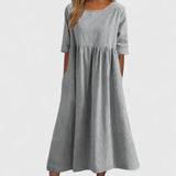 Thalyvia | Comfortable Dress – Light Gray | The Bellemont Sisters Australia