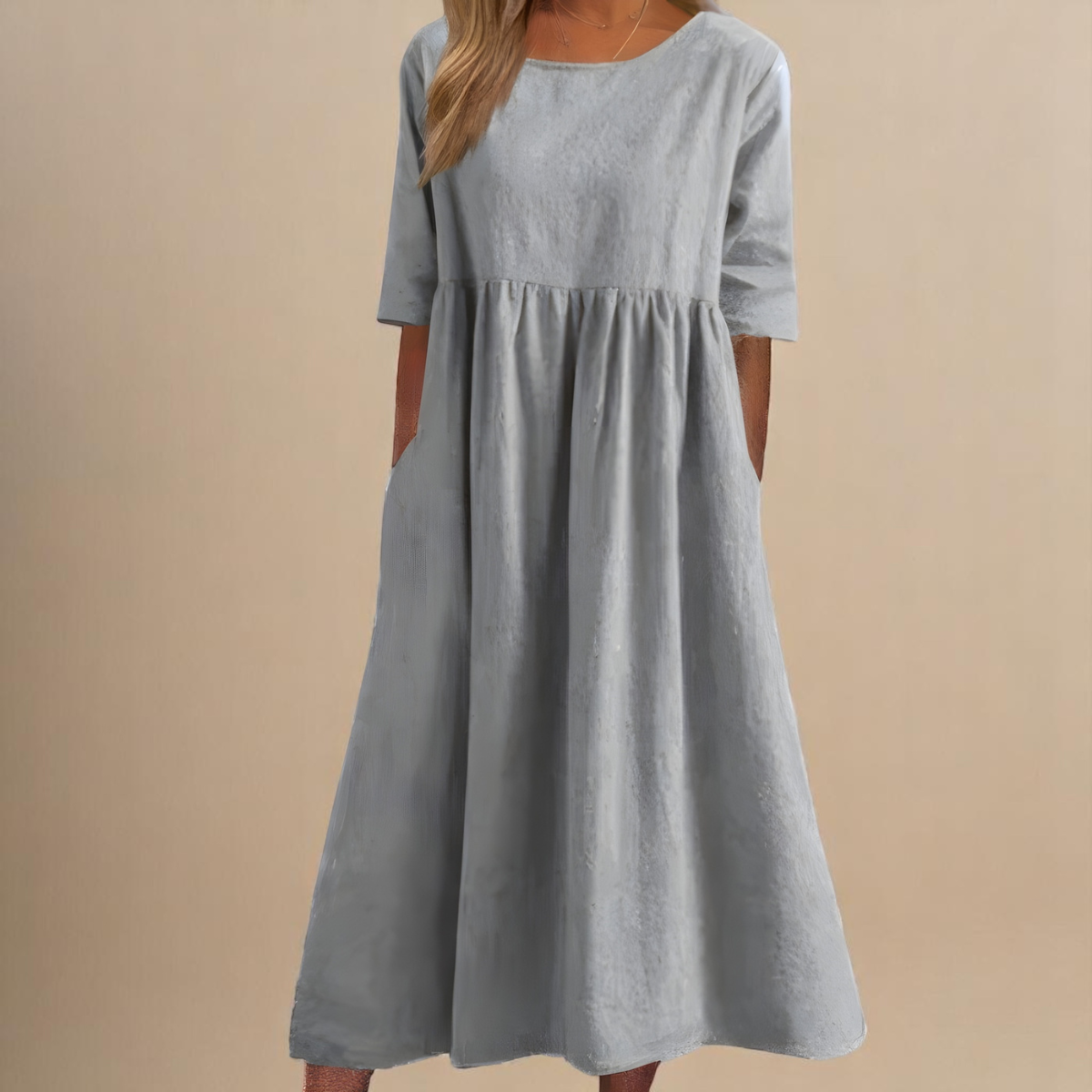 Faye | Flattering Dress – Light Gray | The Bellemont Sisters Australia