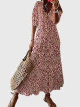 Amalia | Boho Vintage Summer Dress – Red | The Bellemont Sisters Australia