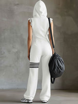 Giada - Retro Sports Jumpsuit with Hood and Stripes | The Bellemont Sisters Australia