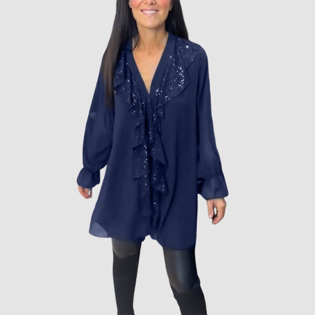 Elain™ Elegant Ruffled Blouse – Blue | The Bellemont Sisters Australia