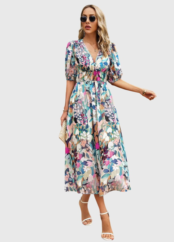 Merlin | Flattering Floral Midi Dress – Floral | The Bellemont Sisters Australia