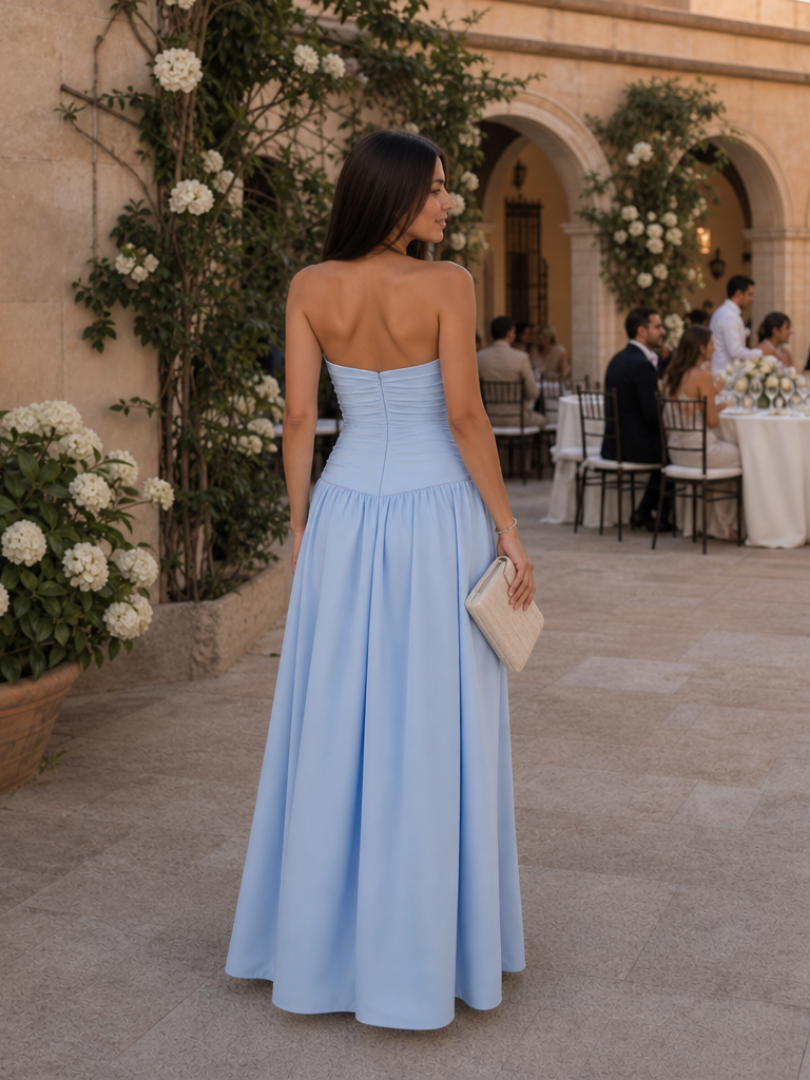 Zelene | Strapless Ruched Bodice Midi Dress | The Bellemont Sisters Australia