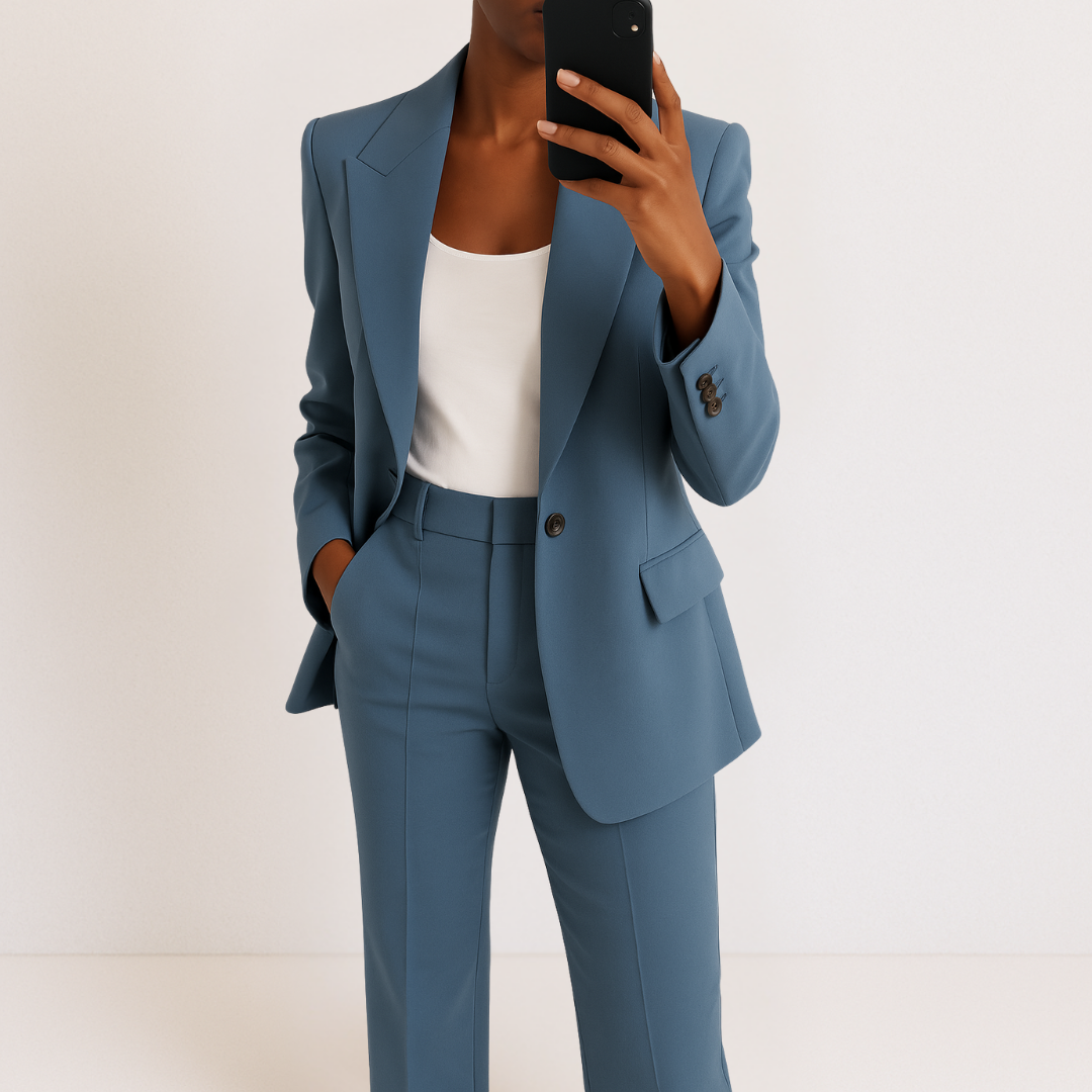 Melynda™ Stylish Two-Part Suit Set – Blue | The Bellemont Sisters Australia