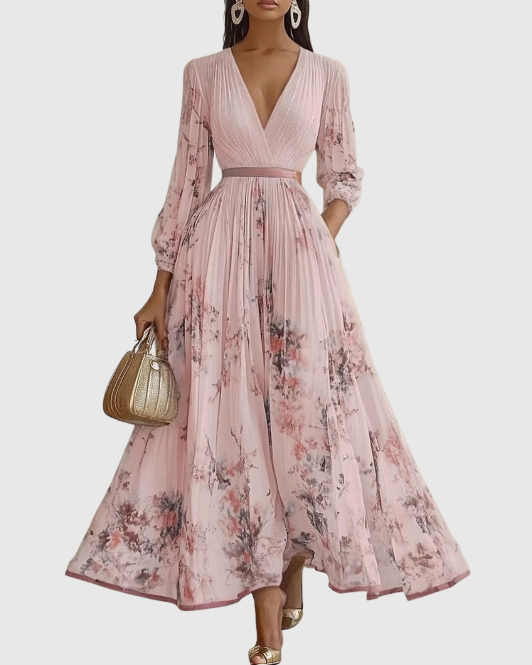 Rowella | Elegant Pleated Maxi Dress – Pink | The Bellemont Sisters Australia
