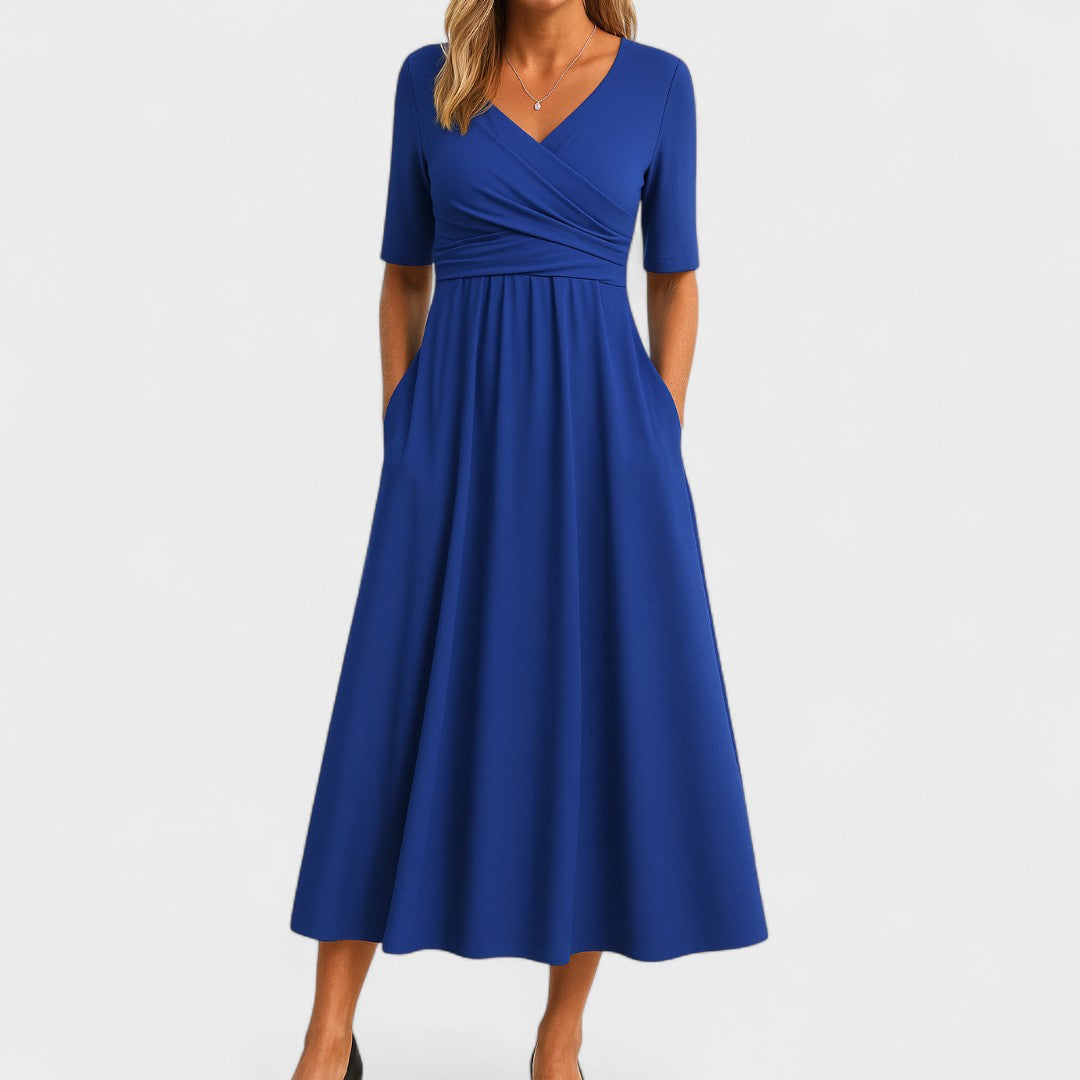Ida | Elegant Midi Dress – Blue | The Bellemont Sisters Australia
