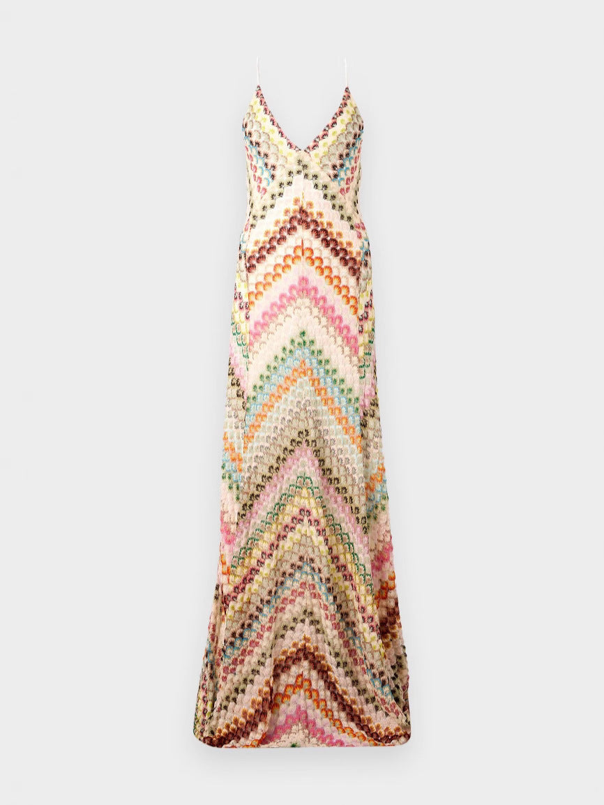 Mariana | Multicolor Knit V-Neck Maxi Dress | The Bellemont Sisters Australia