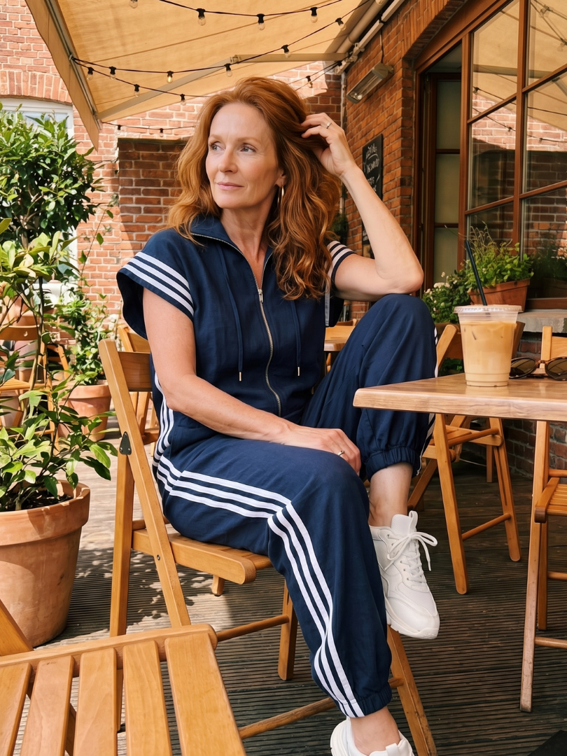 Lark | Zip Front Stripe Panel Jumpsuit | The Bellemont Sisters Australia