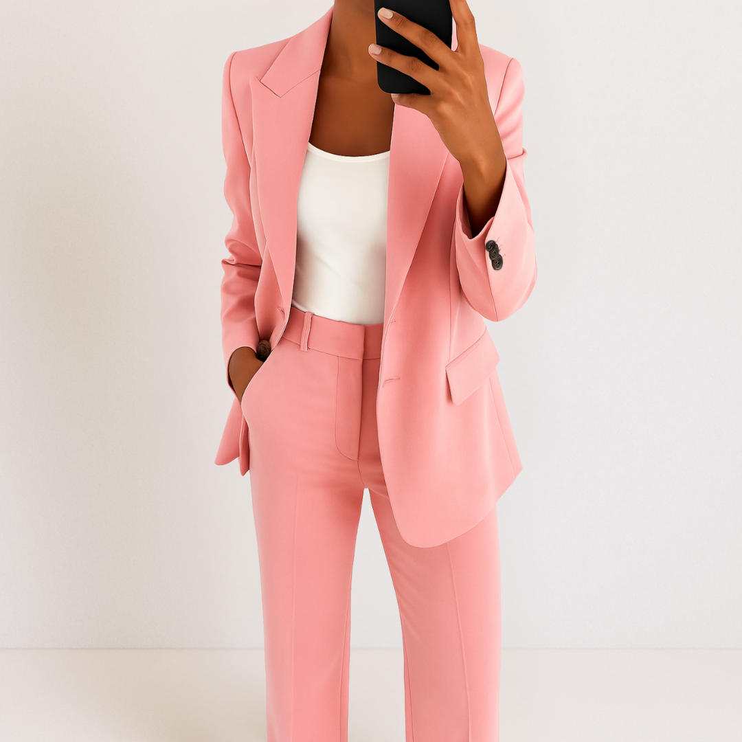 Melynda™ Stylish Two-Part Suit Set – Pink | The Bellemont Sisters Australia