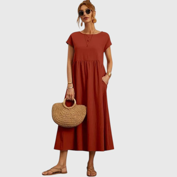 Fenella | Comfortable Midi Dress – Rusty | The Bellemont Sisters Australia