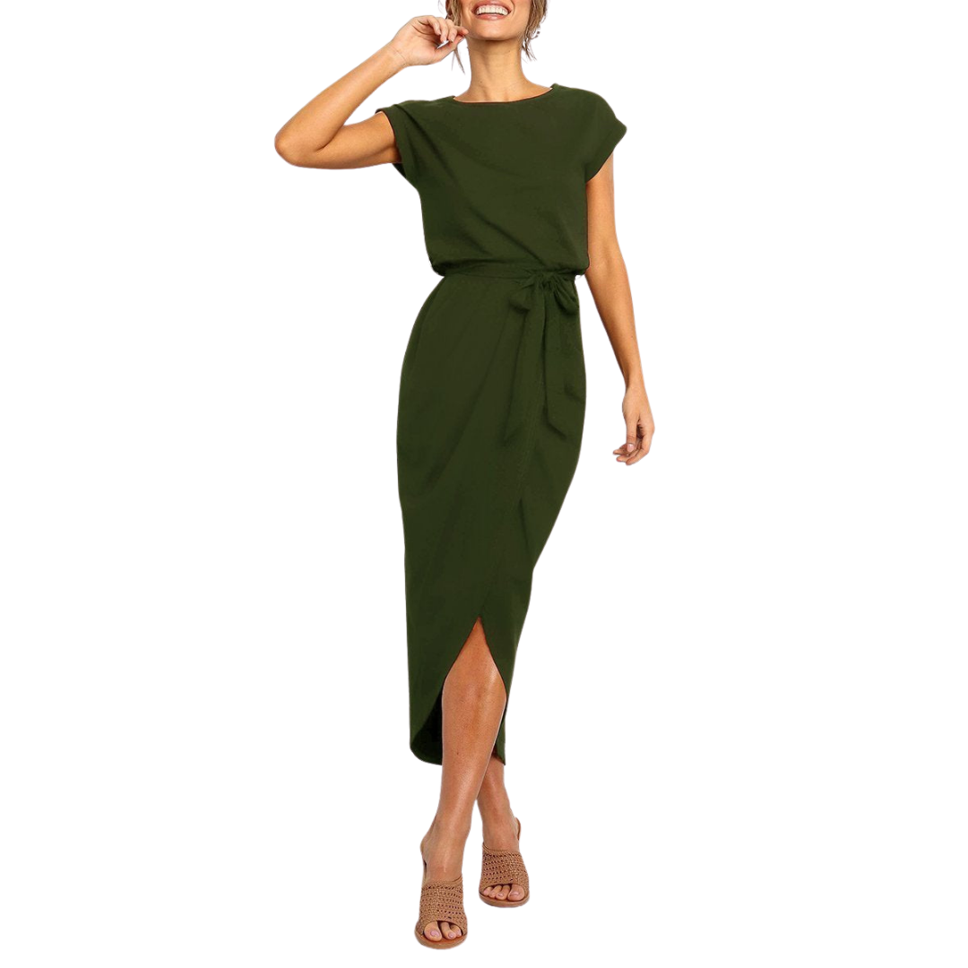 Maelis | Casual Midi Dress – Black, Green | The Bellemont Sisters Australia