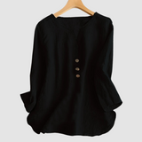 Melisa™ Casual Cotton & Linen Blouse – Black | The Bellemont Sisters Australia