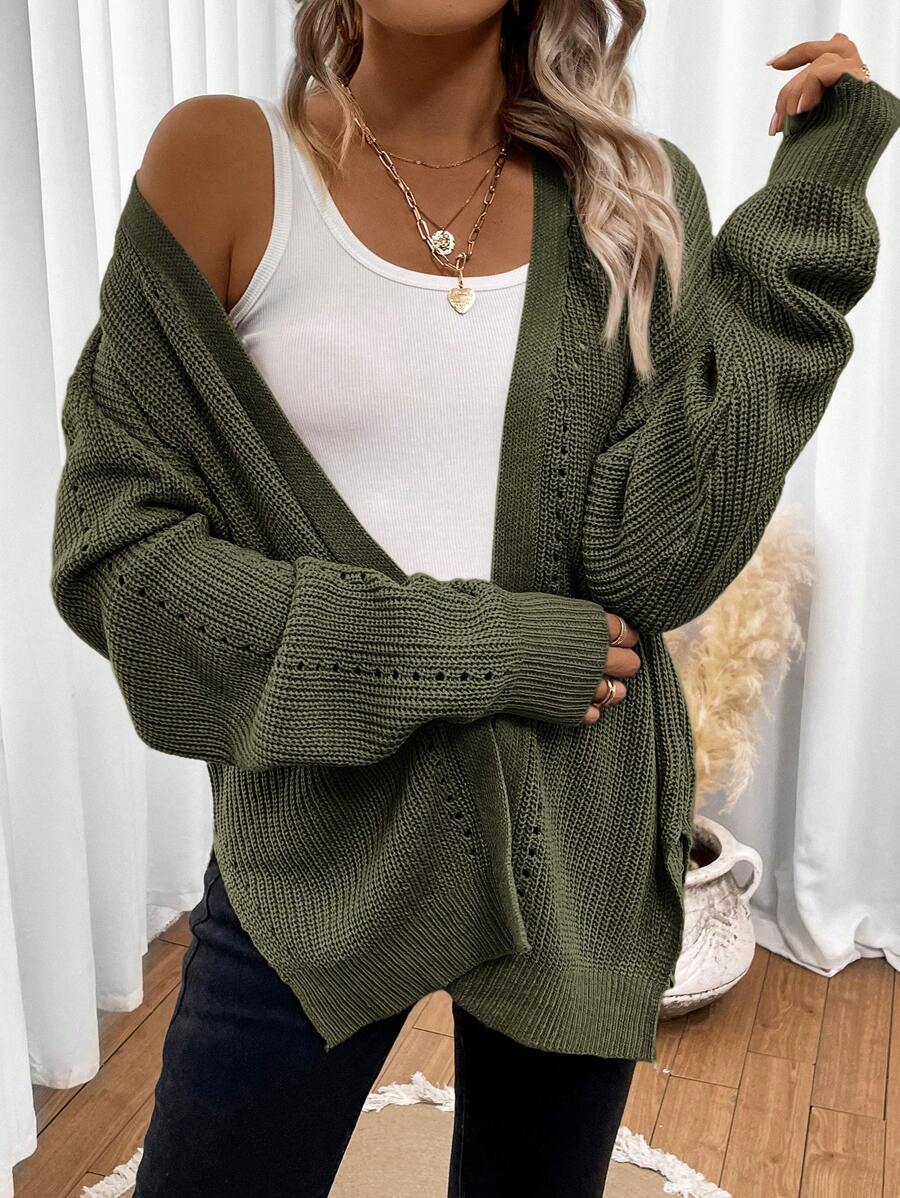 Amelie | Open Front Pointelle Knit Cardigan, Oversized Everyday Layer | The Bellemont Sisters Australia