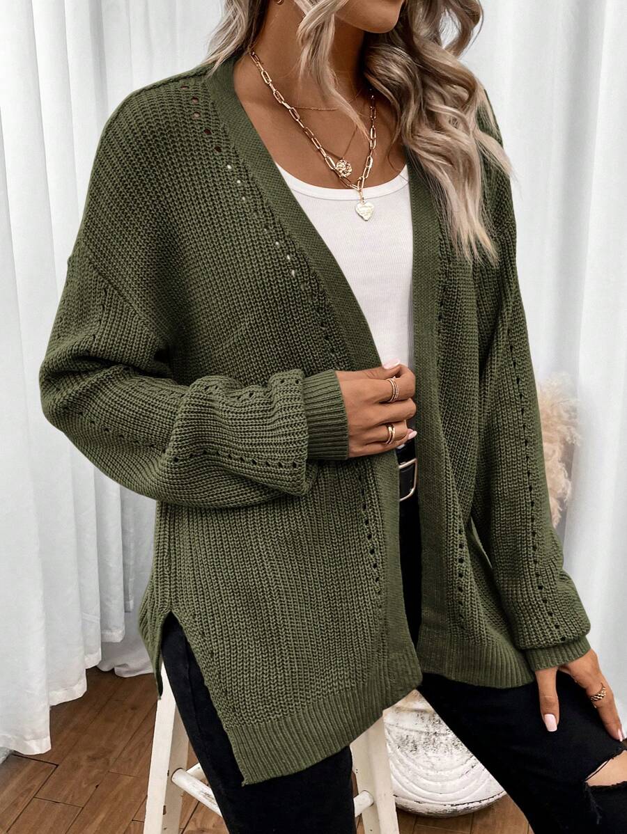 Amelie | Open Front Pointelle Knit Cardigan, Oversized Everyday Layer | The Bellemont Sisters Australia
