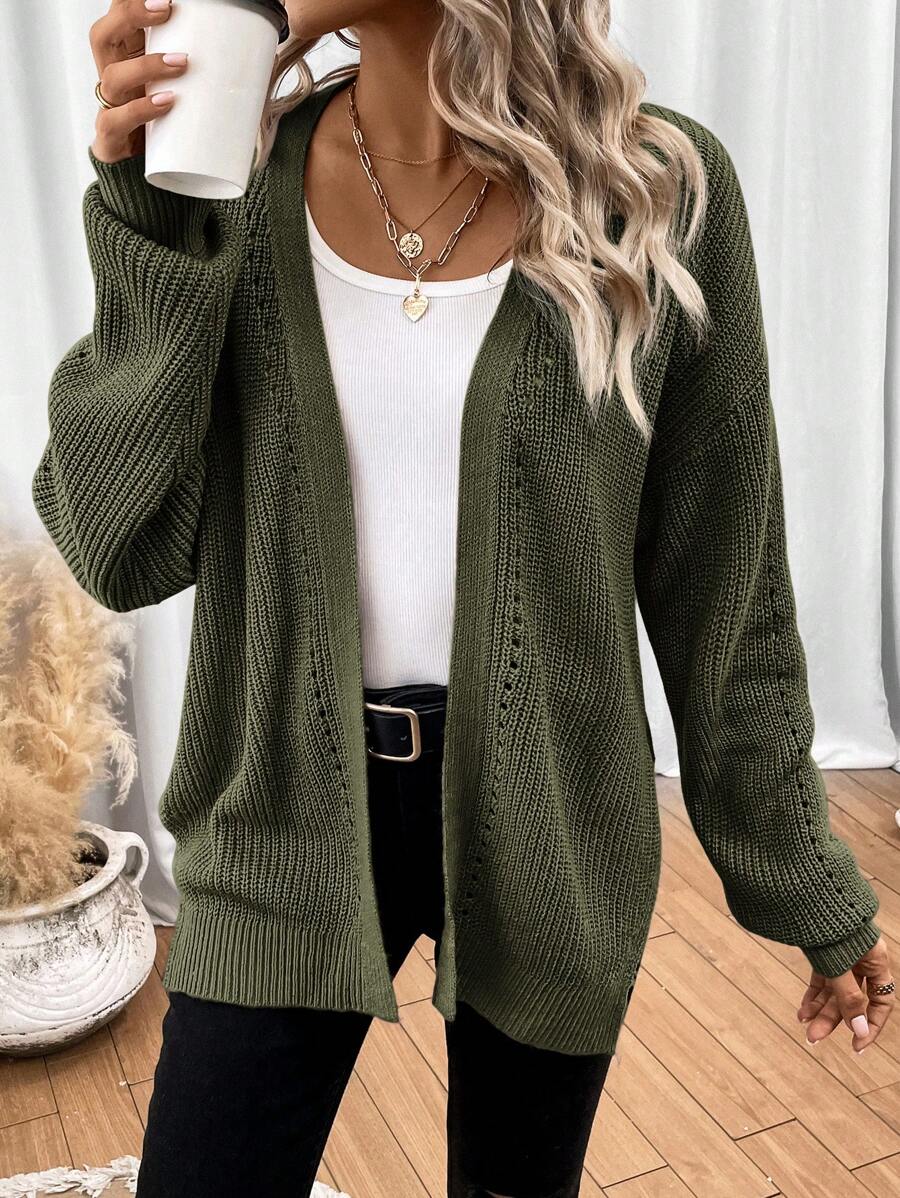 Amelie | Open Front Pointelle Knit Cardigan, Oversized Everyday Layer | The Bellemont Sisters Australia