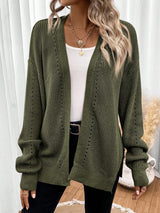 Amelie | Open Front Pointelle Knit Cardigan, Oversized Everyday Layer – Dark Green | The Bellemont Sisters Australia