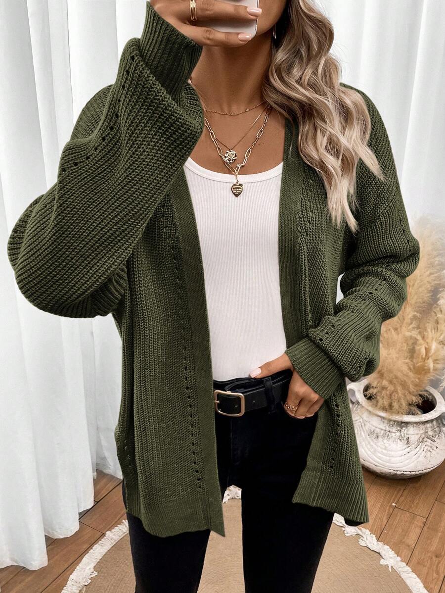 Amelie | Open Front Pointelle Knit Cardigan, Oversized Everyday Layer | The Bellemont Sisters Australia