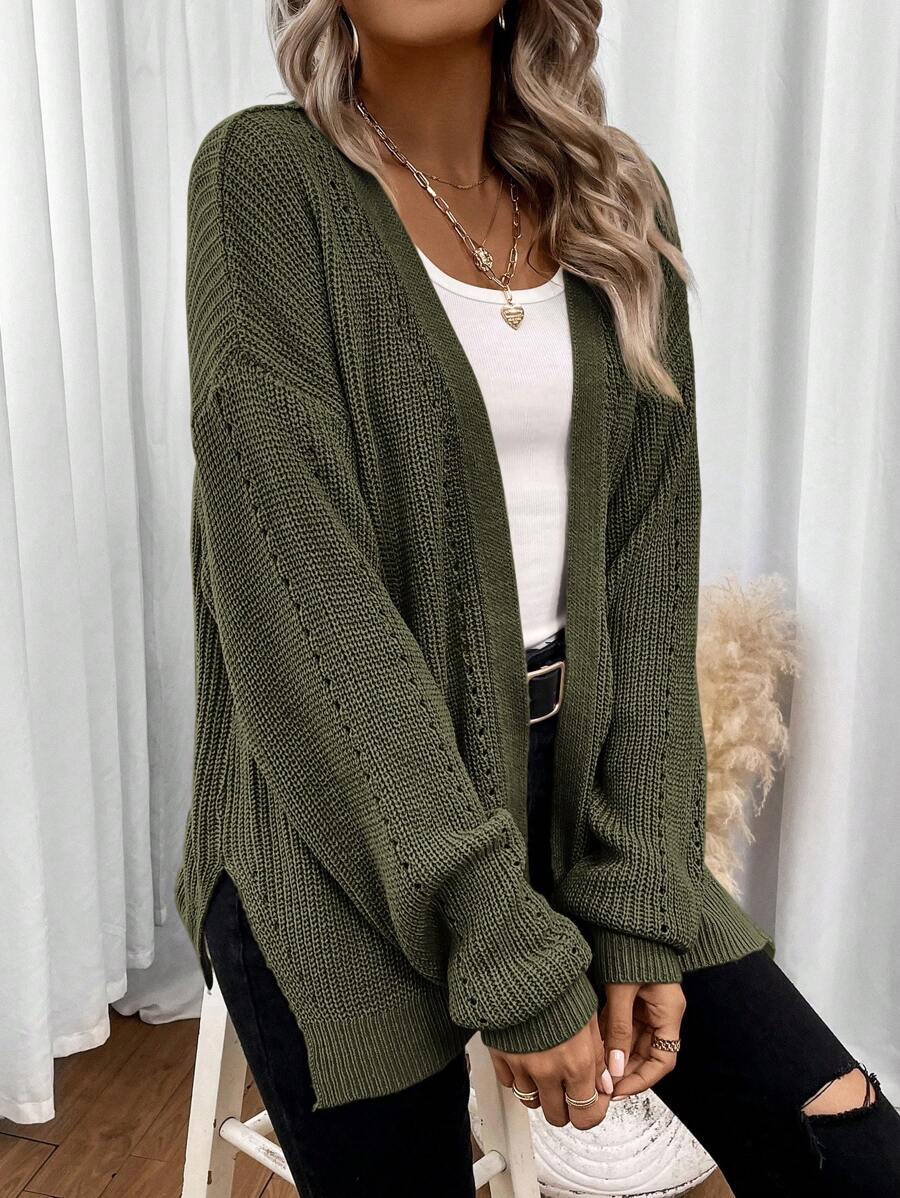 Amelie | Open Front Pointelle Knit Cardigan, Oversized Everyday Layer | The Bellemont Sisters Australia