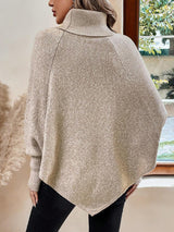 Alexis | High Neck Batwing Poncho Sweater, Asymmetrical Cable Knit Pullover | The Bellemont Sisters Australia