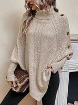 Alexis | High Neck Batwing Poncho Sweater, Asymmetrical Cable Knit Pullover | The Bellemont Sisters Australia