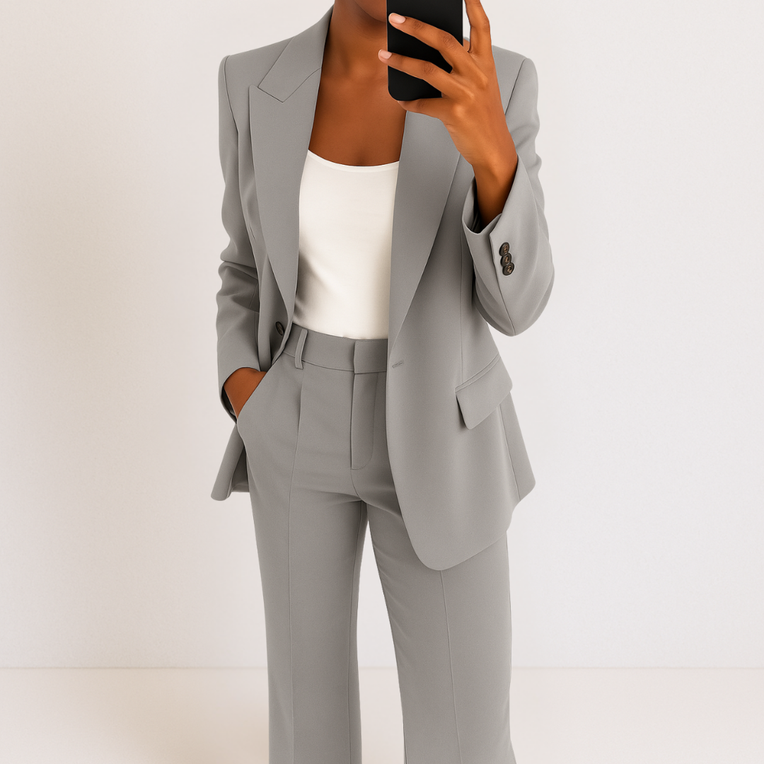 Melynda™ Stylish Two-Part Suit Set – Gray | The Bellemont Sisters Australia