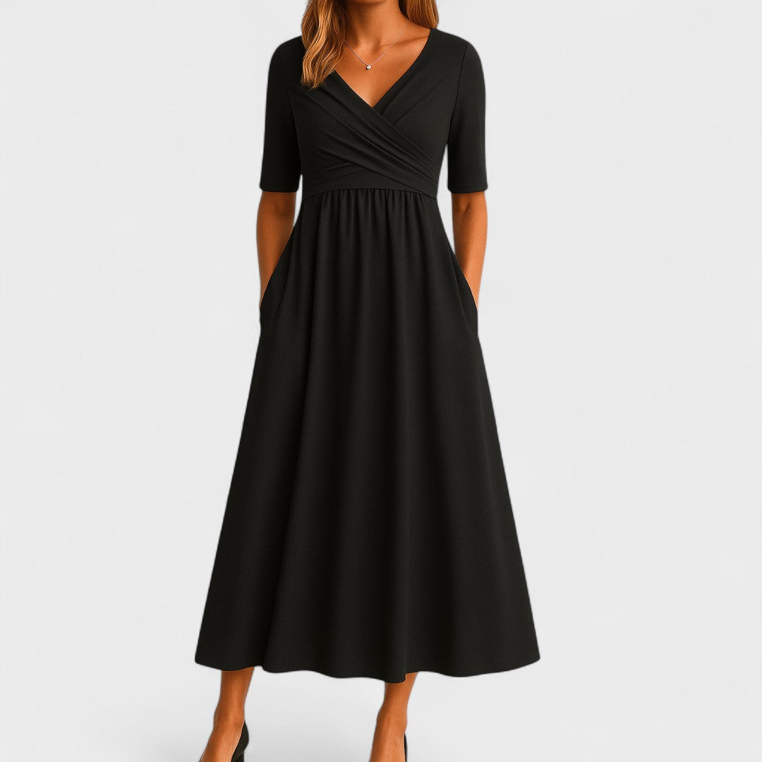 Ida | Elegant Midi Dress – Black (Almost Sold Out) | The Bellemont Sisters Australia