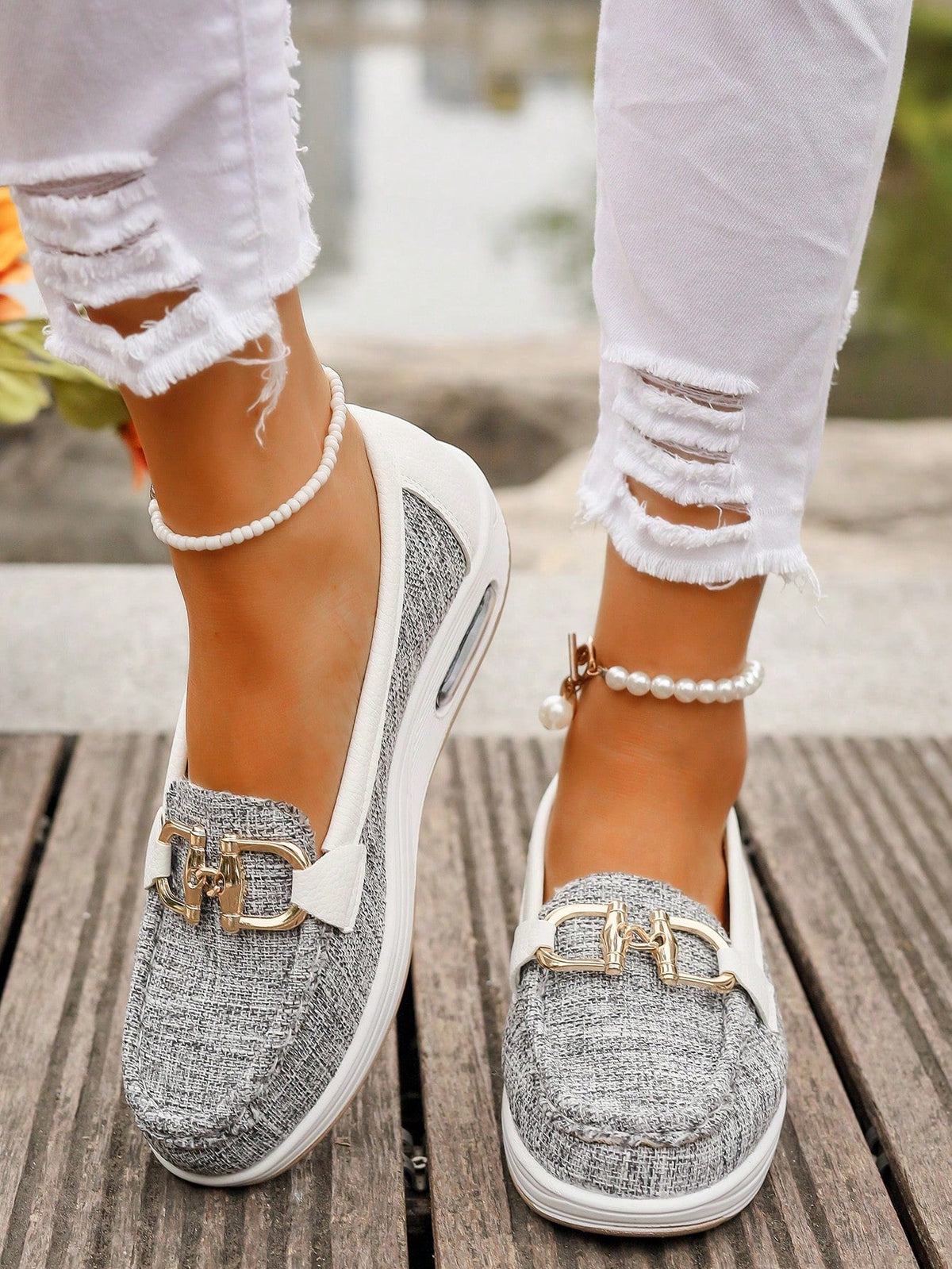 Ellie - Flat Moccasins with Buckle – Gray | The Bellemont Sisters Australia