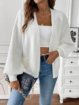 Adalyn | Open Front Cropped Cardigan with Pockets, Cozy Everyday Layer – White | The Bellemont Sisters Australia