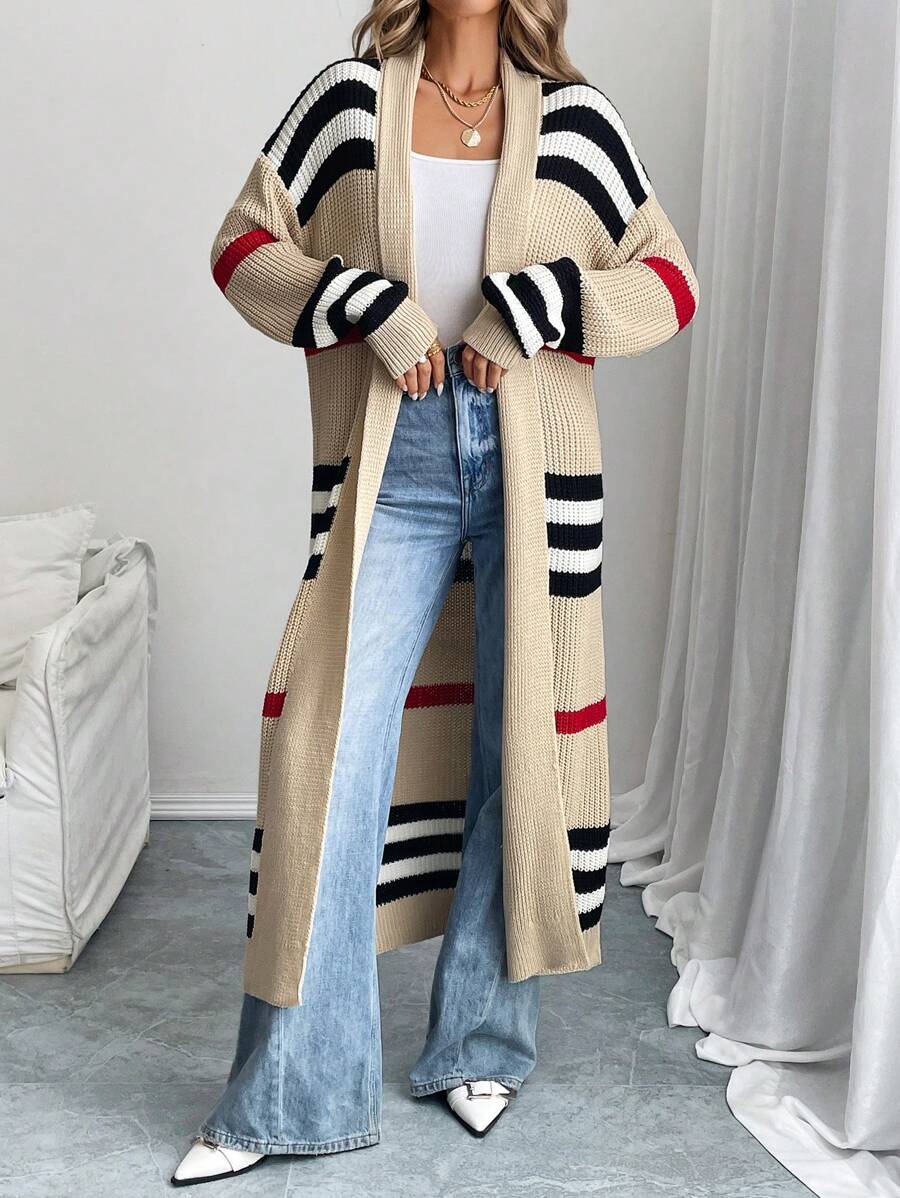 Alina | Colorblock Striped Longline Cardigan, Western Style Midi Layer – Multicolor | The Bellemont Sisters Australia