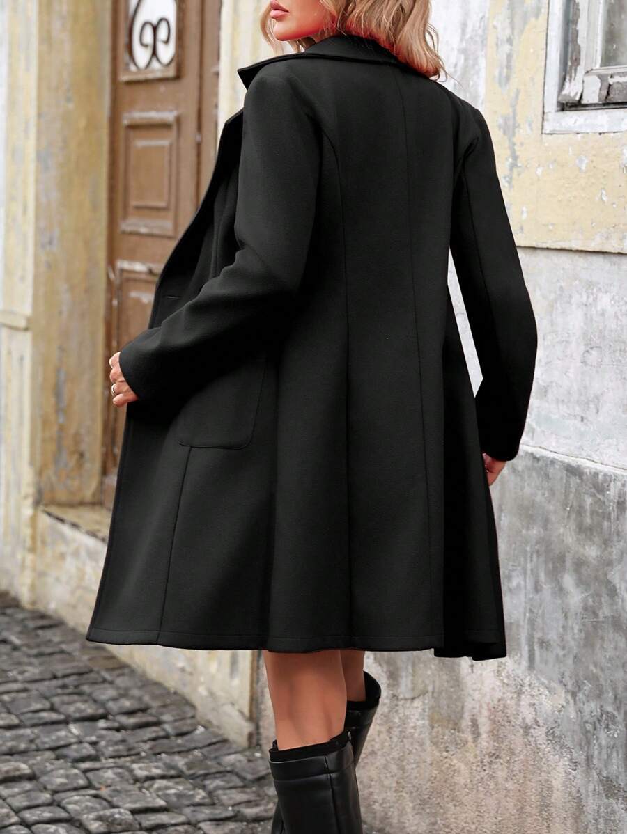 Andrea | Double-Breasted Notched Lapel Midi Coat, Elegant Office Layer | The Bellemont Sisters Australia