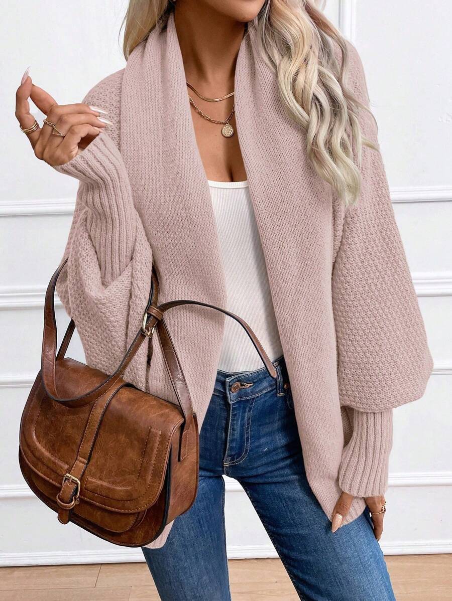 Annika | Shawl Collar Batwing Sleeve Cardigan, Cozy Open Front Layer – Pink | The Bellemont Sisters Australia