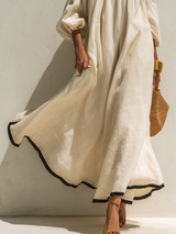 Loose-fitting Color-blocked Off-the-shoulder Maxi Dress | The Bellemont Sisters Australia