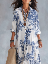 Bohemian Blue Floral Button-down Maxi Dress | The Bellemont Sisters Australia