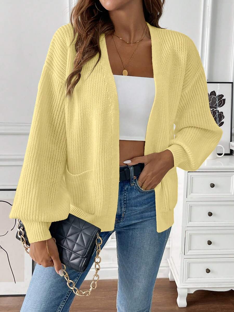 Adalyn | Open Front Cropped Cardigan with Pockets, Cozy Everyday Layer – Yellow | The Bellemont Sisters Australia