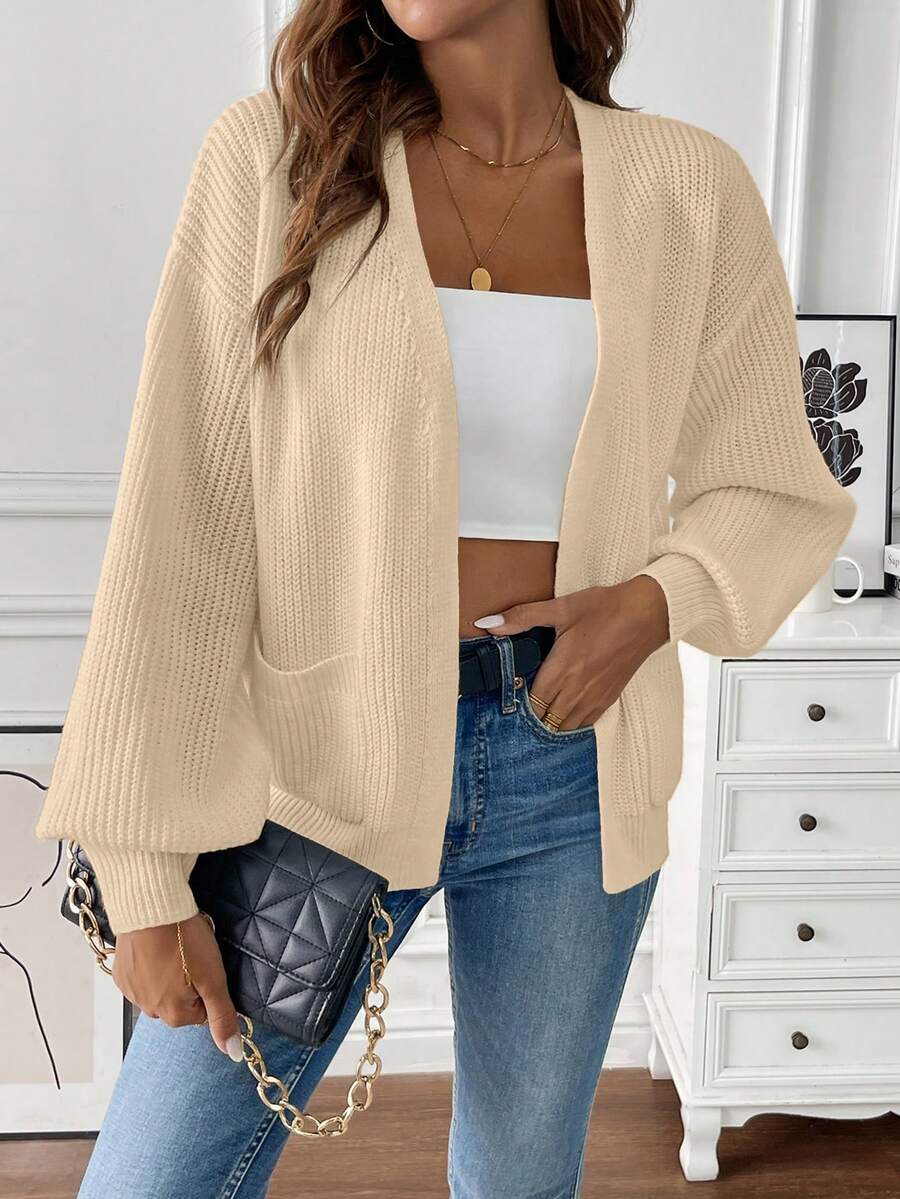 Adalyn | Open Front Cropped Cardigan with Pockets, Cozy Everyday Layer – Beige | The Bellemont Sisters Australia