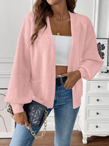 Adalyn | Open Front Cropped Cardigan with Pockets, Cozy Everyday Layer – Pink | The Bellemont Sisters Australia