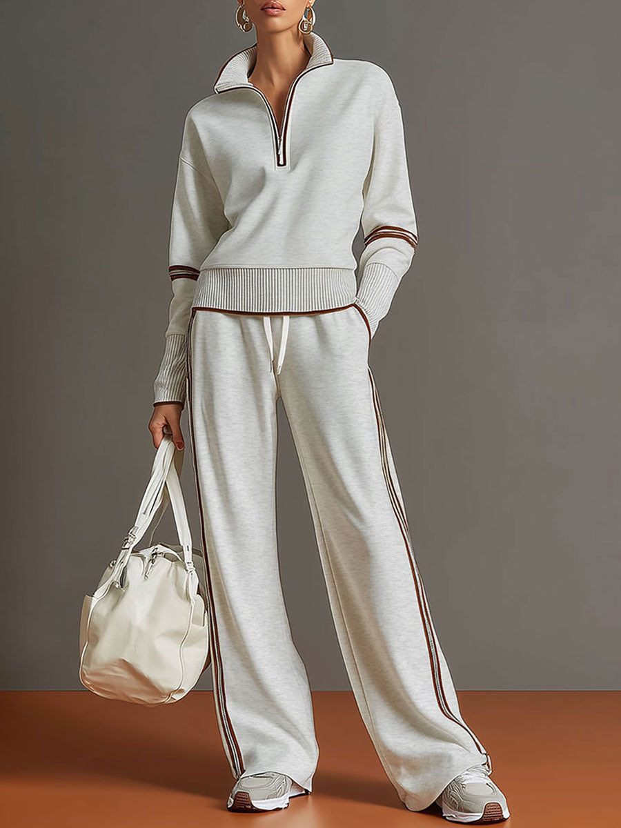 Marietta | Blouse and Wide-leg Pants – Gray White | The Bellemont Sisters Australia