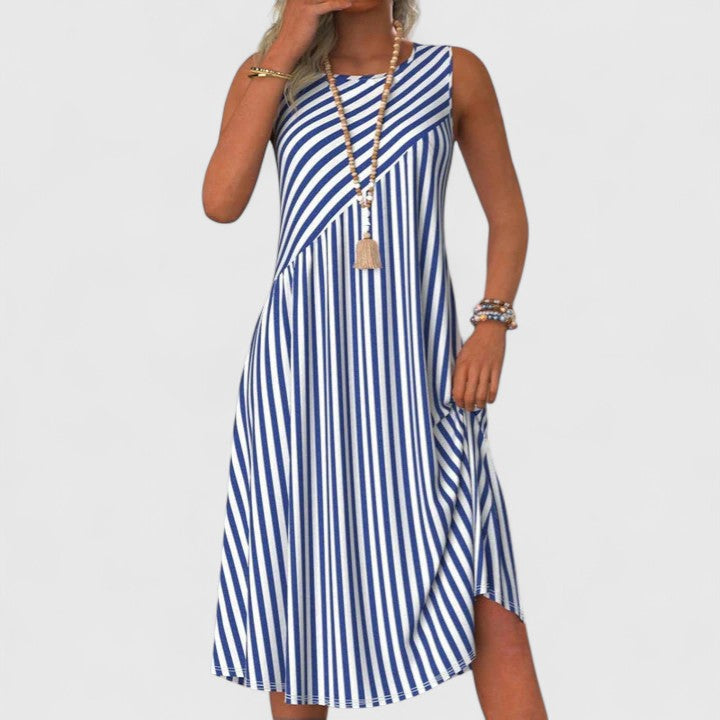 Perrie | Sophisticated Dress – Blue and White | The Bellemont Sisters Australia