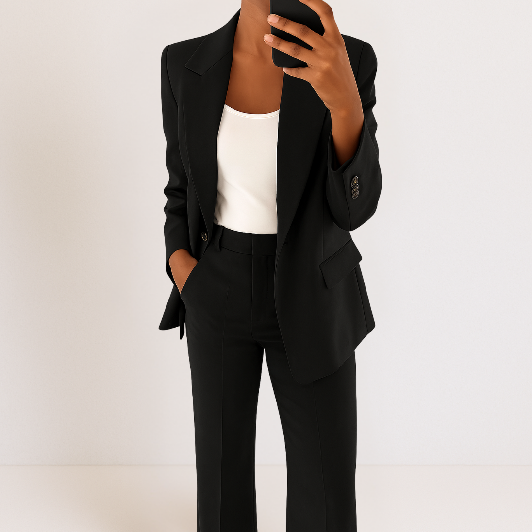 Melynda™ Stylish Two-Part Suit Set – Black | The Bellemont Sisters Australia