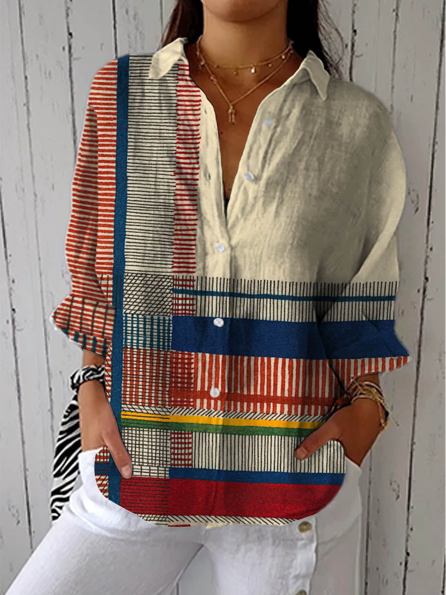 Catherine – Stripe Patchwork Blouse | The Bellemont Sisters Australia