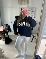 Varsity Sweatshirts and Hoodies – Navy with White Letters | The Bellemont Sisters Australia