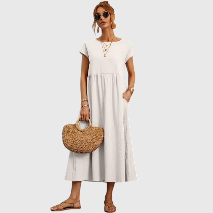 Fenella | Comfortable Midi Dress – White | The Bellemont Sisters Australia