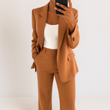 Melynda™ Stylish Two-Part Suit Set – Brown | The Bellemont Sisters Australia