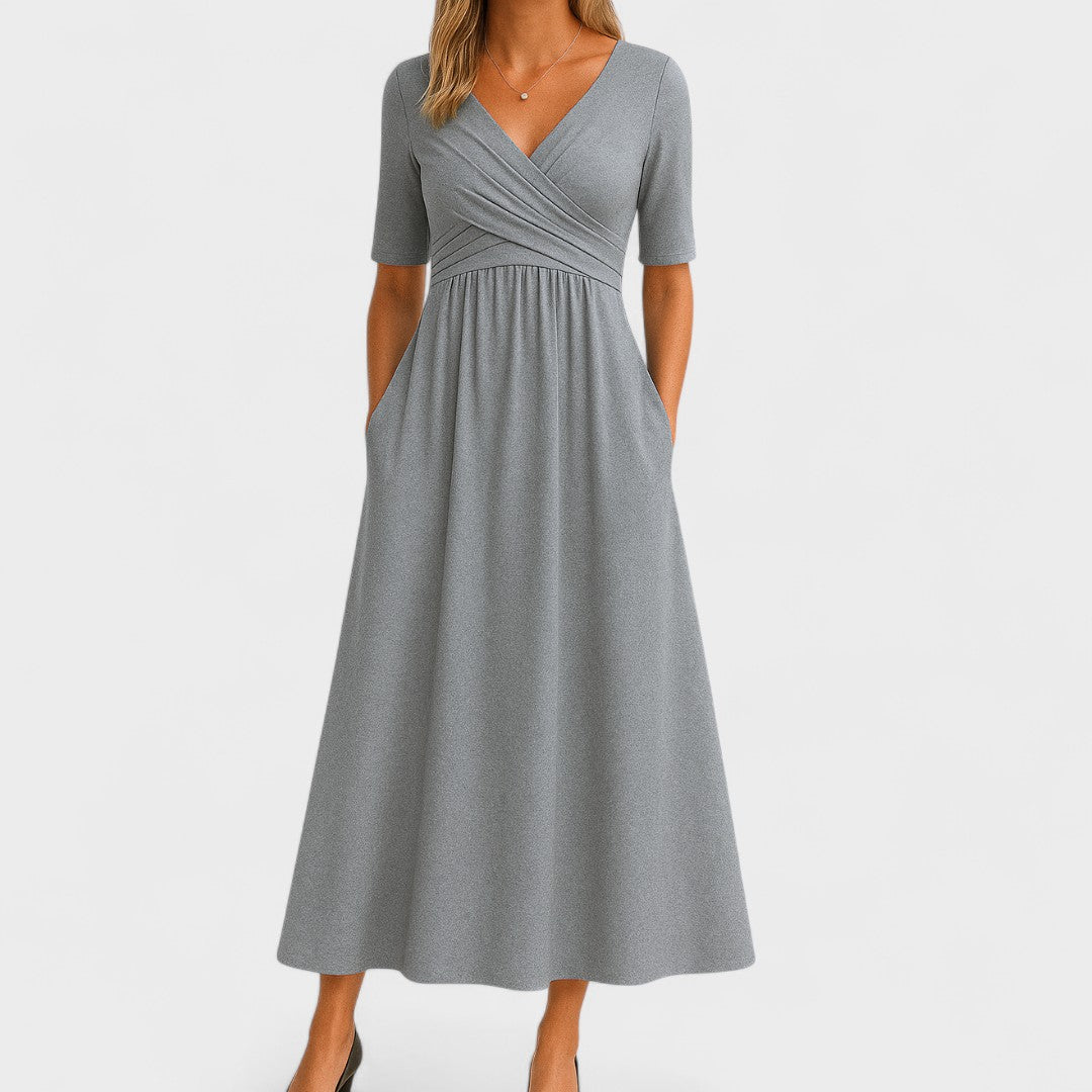 Ida | Elegant Midi Dress – Gray | The Bellemont Sisters Australia