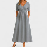 Ida | Elegant Midi Dress – Gray | The Bellemont Sisters Australia