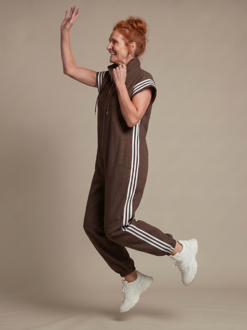 Lark | Zip Front Stripe Panel Jumpsuit | The Bellemont Sisters Australia